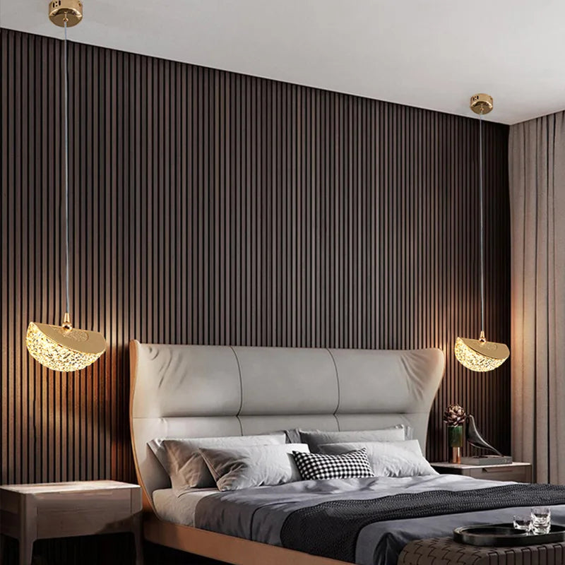 Lustre Pendente de Luxo Led - Pérola Dourada