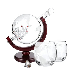 Decanter Whisky Cristal Globo Conjunto com Copos-Larmary