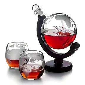 Decanter Whisky Cristal Globo Conjunto com Copos-Larmary