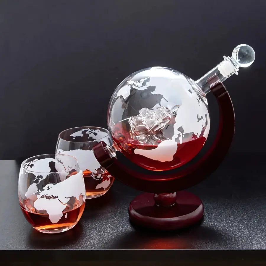 Decanter Whisky Cristal Globo Conjunto com Copos-Larmary