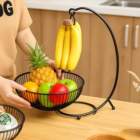 Fruteira de mesa moderna 2 andares Preta Luxo