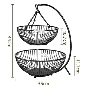Fruteira de mesa moderna 2 andares Preta Luxo