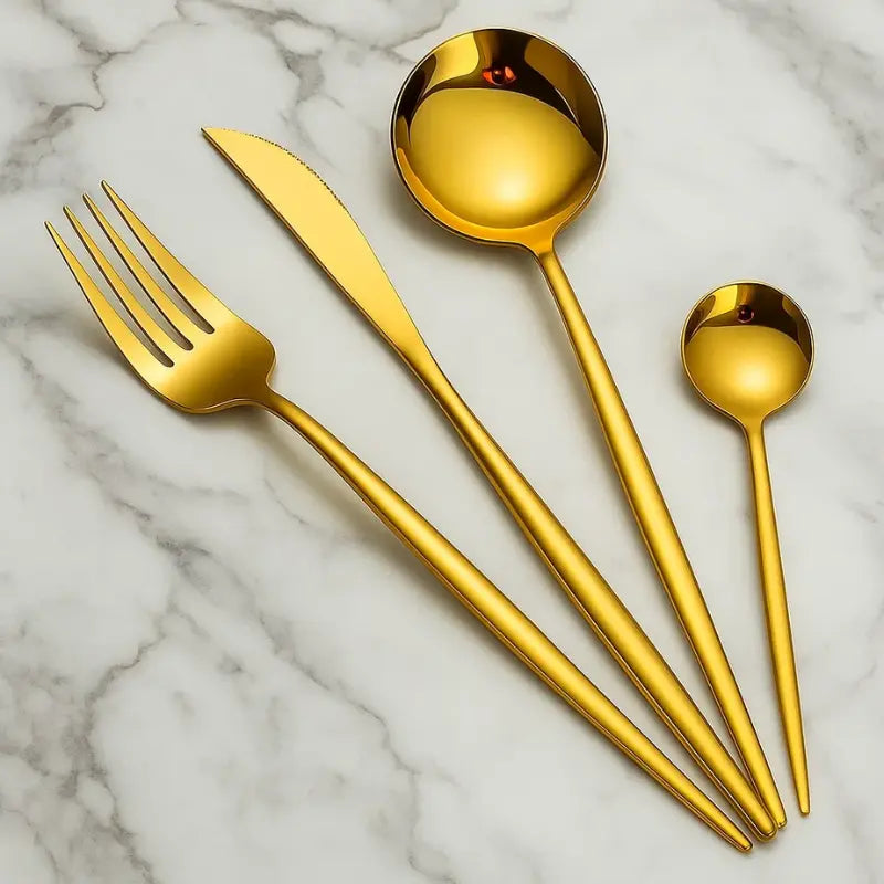 Jogo de Talher Dourado Moderno - 24 peças