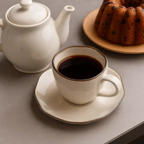 Conjunto de Xicaras de Chá e Café Europeu Porcelana Luxo 6 peças 200ml